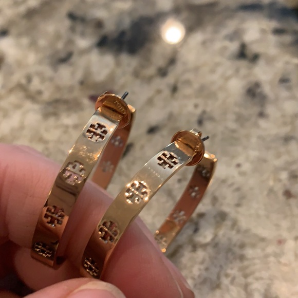 Tory Burch Gold Hoop Earrings - Picture 4 of 5